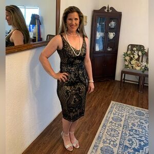 Lena size M 8 black sequin and lace dress.